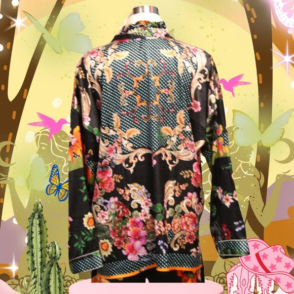 Johnny Was Long Sleeve Pj Set Pocca Floral Home Lounge Pajama New - Picture 4 of 5